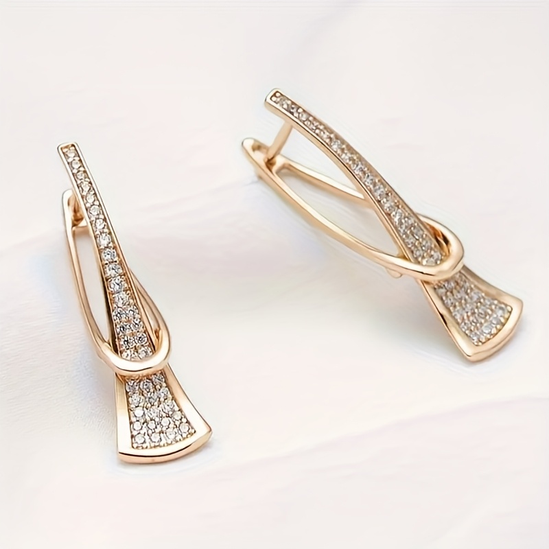 Geometric Style Zirconia Dangle Earrings Set